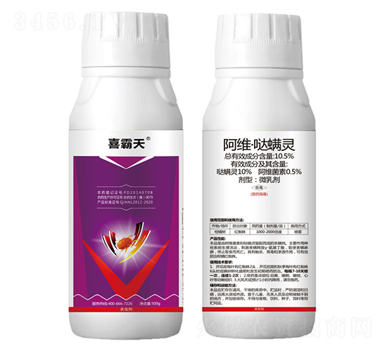 10.5%阿維·噠螨靈微乳劑-喜霸天-藍虎-勇冠喬迪