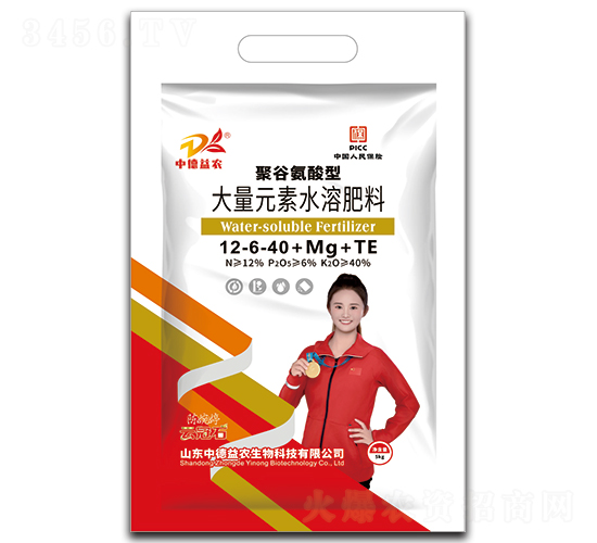 5kg聚谷氨酸型大量元素水溶肥料12-6-40+Mg+TE-云冠石-中德益農(nóng)
