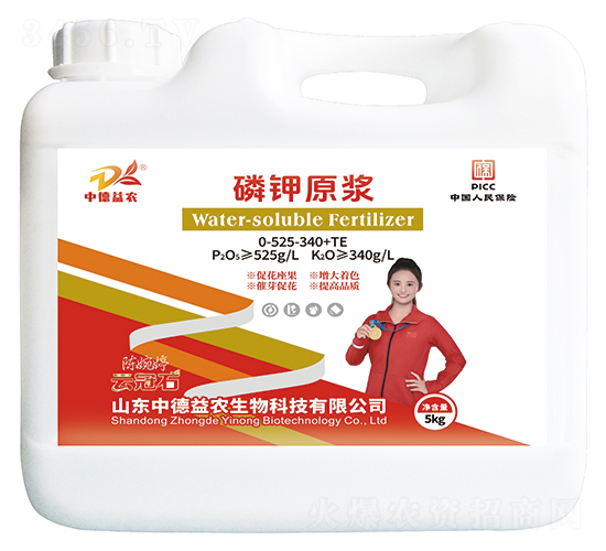 5kg磷鉀原漿0-525-340+TE-云冠石-中德益農